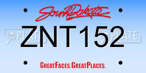 ZNT152 South Dakota License Plate