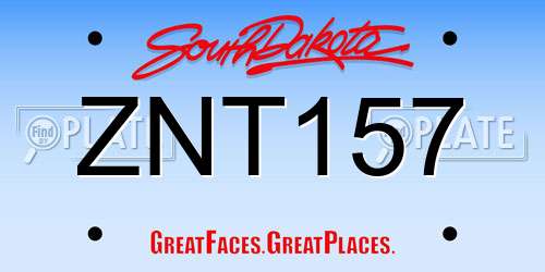 ZNT157 South Dakota License Plate