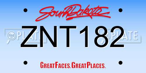 ZNT182 South Dakota License Plate