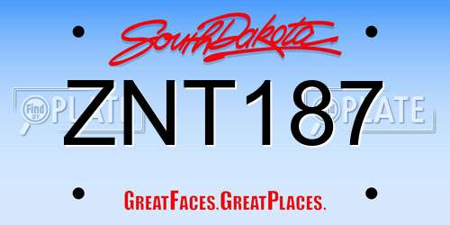 ZNT187 South Dakota License Plate