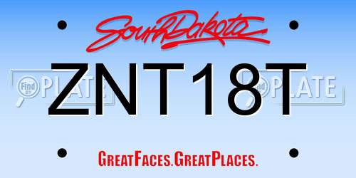ZNT18T South Dakota License Plate