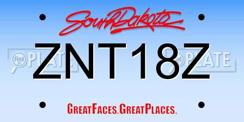 ZNT18Z South Dakota License Plate