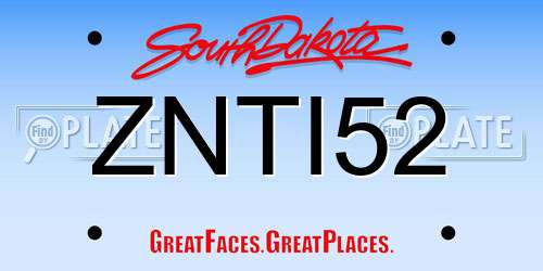 ZNTI52 South Dakota License Plate