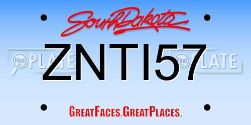 ZNTI57 South Dakota License Plate