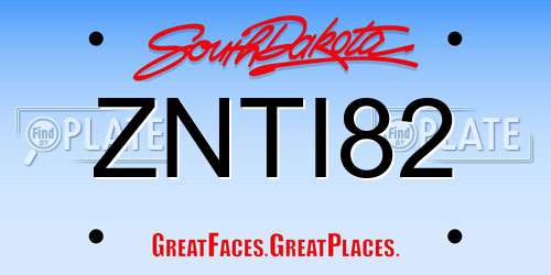 ZNTI82 South Dakota License Plate