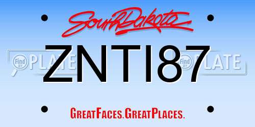 ZNTI87 South Dakota License Plate
