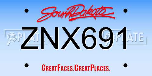 ZNX691 South Dakota License Plate