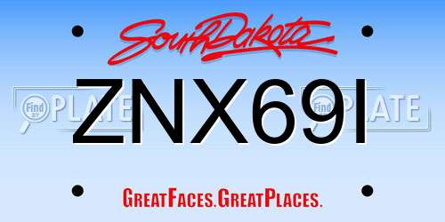 ZNX69I South Dakota License Plate