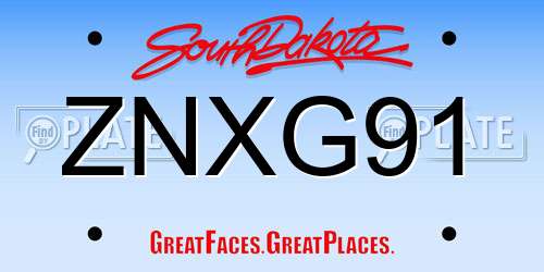 ZNXG91 South Dakota License Plate
