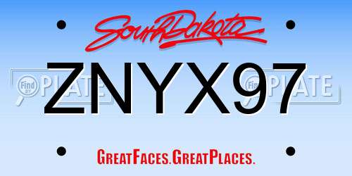 ZNYX97 South Dakota License Plate