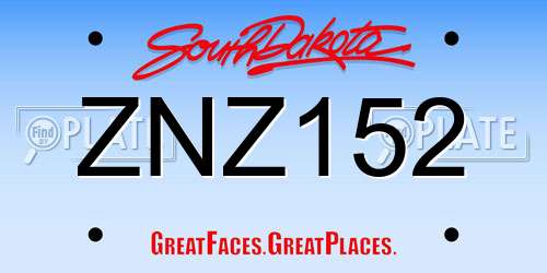 ZNZ152 South Dakota License Plate