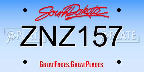 ZNZ157 South Dakota License Plate