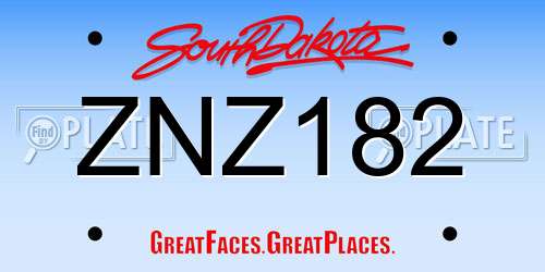 ZNZ182 South Dakota License Plate