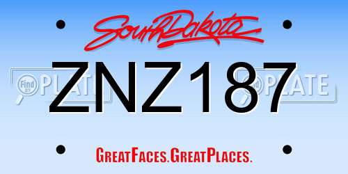 ZNZ187 South Dakota License Plate