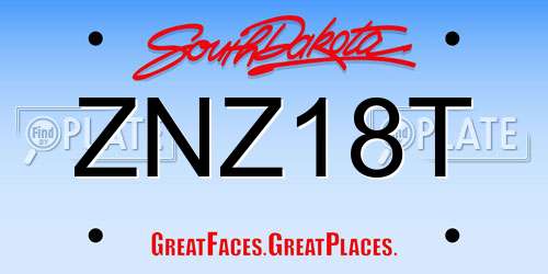 ZNZ18T South Dakota License Plate