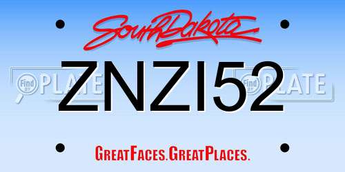 ZNZI52 South Dakota License Plate