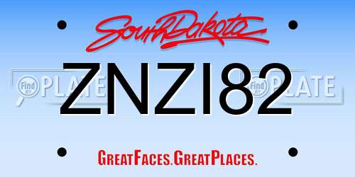 ZNZI82 South Dakota License Plate