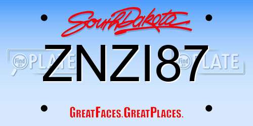 ZNZI87 South Dakota License Plate