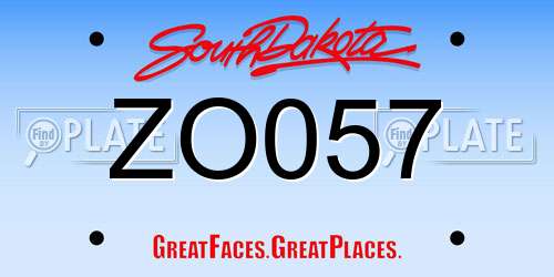 ZO057 South Dakota License Plate