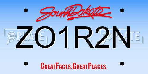 ZO1R2N South Dakota License Plate