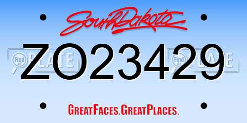 ZO23429 South Dakota License Plate