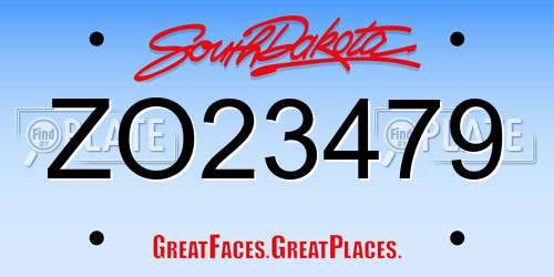 ZO23479 South Dakota License Plate