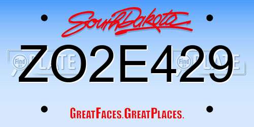 ZO2E429 South Dakota License Plate