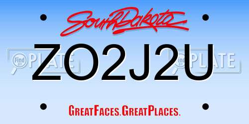ZO2J2U South Dakota License Plate