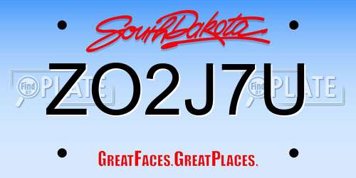 ZO2J7U South Dakota License Plate