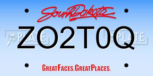 ZO2T0Q South Dakota License Plate