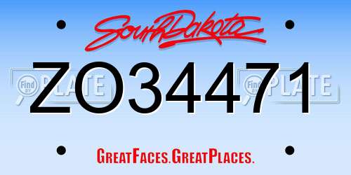 ZO34471 South Dakota License Plate