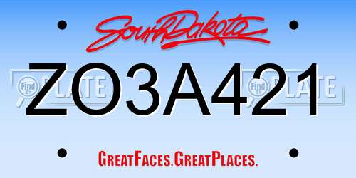 ZO3A421 South Dakota License Plate