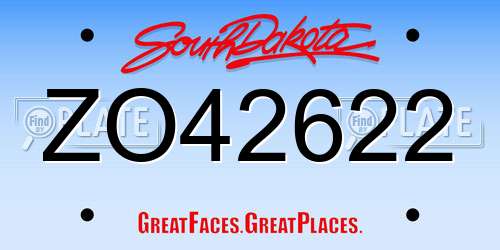 ZO42622 South Dakota License Plate