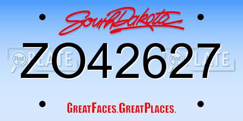 ZO42627 South Dakota License Plate