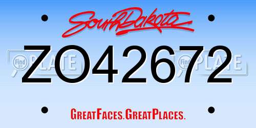 ZO42672 South Dakota License Plate