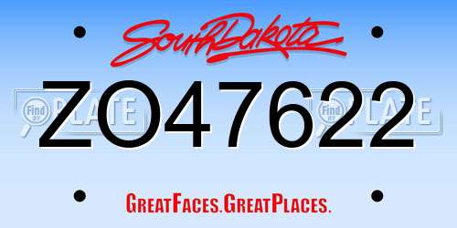 ZO47622 South Dakota License Plate