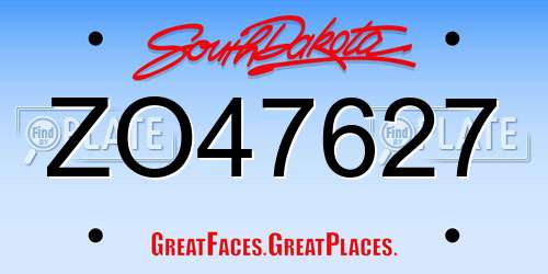 ZO47627 South Dakota License Plate