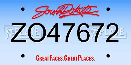 ZO47672 South Dakota License Plate