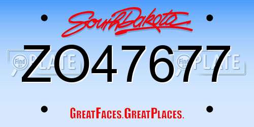 ZO47677 South Dakota License Plate