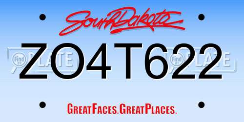 ZO4T622 South Dakota License Plate
