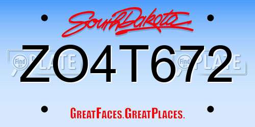 ZO4T672 South Dakota License Plate