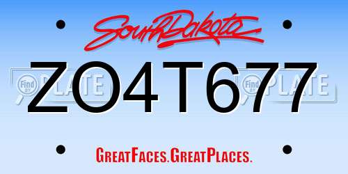 ZO4T677 South Dakota License Plate
