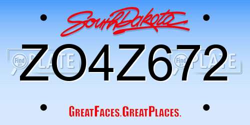 ZO4Z672 South Dakota License Plate
