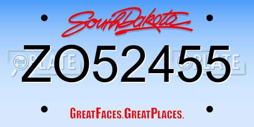 ZO52455 South Dakota License Plate