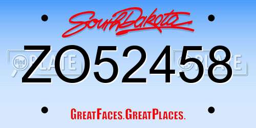 ZO52458 South Dakota License Plate