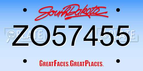 ZO57455 South Dakota License Plate