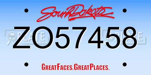 ZO57458 South Dakota License Plate