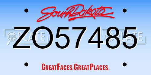 ZO57485 South Dakota License Plate