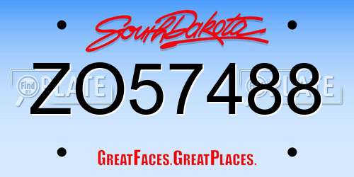ZO57488 South Dakota License Plate