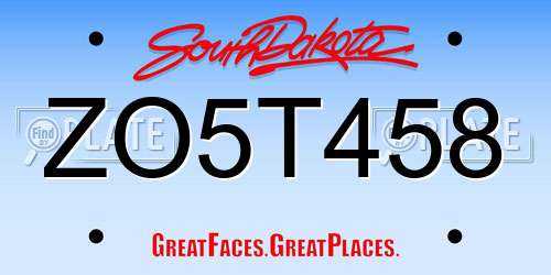 ZO5T458 South Dakota License Plate